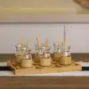 AsilTech 18 Parça Bambu Çay Seti - 6 Çay Bardağı - Borosilikat Cam