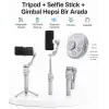 AsilTech 3 Eksen Telefon Gimbal Stabilizer Yapay Zeka Takipli Katlanabilir Dahili Dolgu Işıklı Video Sabitleyici
