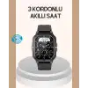 AsilTech 3 Kordonlu Akıllı Saat Uzun Pil Süreli