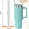 AsilTech 31 cm Ekstra Uzun Paslanmaz Çelik Pipet Seti – 3 Parça (Eğri + Düz + Fırça)