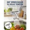 AsilTech 360° Dönüşlü Su Akışı Başlığı | 4ü 1 Arada Kullanım Yeni Nesil