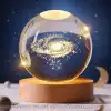 AsilTech 3D Lazer İşlemeli Galaksi Küre USB LED Ahşap Standlı Oda Gece Lambası