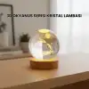 AsilTech 3D Yunus Desenli Kristal Küre Ahşap Tabanlı Işıklı Dekor Objesi