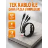 AsilTech 3’ü 1 Arada Şarj Kablosu Type-C iOS Android Uyumlu Hızlı ve Güvenli Şarj