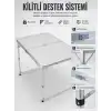 AsilTech 4 Kişilik Katlanabilir Kamp Masası Seti 4 Tabureli 50-65 cm Ayarlanabilir Yükseklik