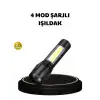 AsilTech 4 Mod Şarjlı Işıldak | Ultra Güçlü Cree LED | Su Geçirmez Alüminyum Gövde