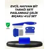 AsilTech 4 Parçalı Evcil Hayvan Tarak Seti – Paslanmaz Çelik Dişli, Ergonomik Saplı