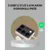 AsilTech 4 Prizli 3 USB Portlu Anahtarlı Akım Korumalı Priz