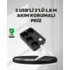 AsilTech 4.1A Hızlı Şarjlı Akım Korumalı 4 Priz ve 3 USB Çıkışlı Priz