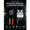 AsilTech 7 Kordonlu Akıllı Saat ve Bluetooth Kulaklık Seti Nabız Takibi, Bildirimler ve Spor Modları