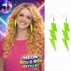 AsilTech 80’ler 90lar Retro Neon Yeşil Şimşek Küpe 10 cm