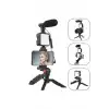 AsilTech Akıllı Telefon Vlog Kiti Tripod Mini Mikrofonlu Telefon Tutucu
