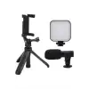 AsilTech Akıllı Telefon Vlog Kiti Tripod Mini Mikrofonlu Telefon Tutucu