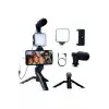 AsilTech Akıllı Telefon Vlog Kiti Tripod Mini Mikrofonlu Telefon Tutucu