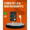 AsilTech Akım Korumalı 3 USB Portlu 4’lü Priz 4.1A Hızlı Şarj