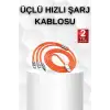 AsilTech Android ve İOS Uyumlu 180 Derece Type-c Şarj Kablosu