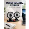 AsilTech Araç ve Ev Kullanımına Uygun Çift Başlıklı Masaüstü Vantilatör