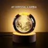 AsilTech Ay Temalı Kristal Küre Gece Lambası LED Aydınlatmalı Premium Dekor