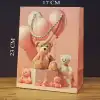 AsilTech Ayıcık Desenli Pembe Küçük Boy Karton Hediye Çantası