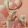 AsilTech Ayıcık Desenli Pembe Küçük Boy Karton Hediye Çantası