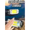 AsilTech Beyaz Led Işık Sensörlü Kafa Lambası Lityum Batarya Led El Fenerli Şarjlı