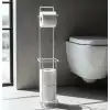 AsilTech Beyaz Standlı Yedek Hazneli Tuvalet Kağıtlığı