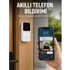 AsilTech Beyaz Wi-Fi Akıllı Görüntülü Kapı Zili HD Kamera, Gece Görüşü ve Telefon Bildirimli Kablosuz Kapı Zili