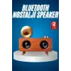 AsilTech Bluetooth Nostalji Speaker Radyo Gramofon Ahşap Renk Vintage