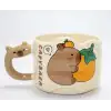 AsilTech Capybara Figürlü Yayvan Formlu Porselen Kupa Bardak