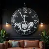 AsilTech Çarklı Duvar Saati Gümüş Detaylı 59 cm