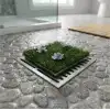 AsilTech Çiçek Desenli Yapay Çim Gider Kapağı - 96x5 cm - Doğal Görünüm