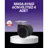 AsilTech Çok Amaçlı Kilitsiz Masa Ayağı Tekerleği 6 cm