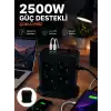 AsilTech Çoklu Priz 8 Çıkışlı 4 USB 2 Type-C Anahtarlı Dikey Priz Kulesi