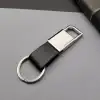 AsilTech Deri Siyah Gümüş Metal Anahtarlık