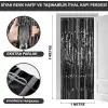 AsilTech Ekstra Metalize Parlak Saçaklı Arka Fon Perde Siyah