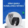AsilTech Evrensel 3 Başlıklı Şarj Kablosu – iPhone Huawei Samsung İçin
