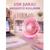 AsilTech Gece Lambası Özellikli Şarjlı Mini Masaüstü Fan