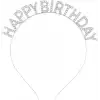 AsilTech Gümüş Kristal Taşlı Happy Birthday Tacı