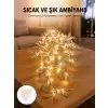 AsilTech Gümüş Yaprak Tasarımlı LED Işık Pilli Ev ve Vitrin Dekoru