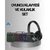AsilTech Işıklı Oyuncu Klavye Mouse ve Bluetooth Kulaklık Seti Türkçe Q USB