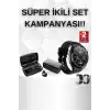 AsilTech Kablosuz Bluetooth Kulaklık ve Kordon Hediyeli Akıllı Saat Nabız Ölçer Uzun Pil Ömrü