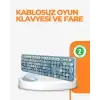 AsilTech Kablosuz Retro Klavye ve Mouse Seti – 104 Tuşlu Sevimli Tasarım