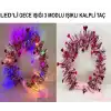 AsilTech Kalp Püsküllü 3 Modlu LED Işıklı Taç Fuşya Renk