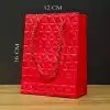 AsilTech Kırmızı Geometrik Desenli Mini Boy Karton Hediye Çantası
