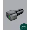 AsilTech Kompakt Tasarımlı Type-C + USB Girişli Araç Şarj Başlığı