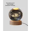 AsilTech Kristal Gezegen Küre Ahşap Tabanlı USB Işıklı Gece Lambası