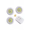 AsilTech Led Lamba 3lü Uzaktan Kumandalı Yapışkanlı