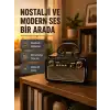 AsilTech LED’li Nostaljik Bluetooth Hoparlör – Vintage Tasarım, Ahşap Doku