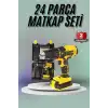 AsilTech Matkap Seti 24 Parça Çift Bataryalı Darbeli Led Işıklı Vidalama