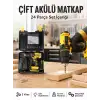 AsilTech Matkap Seti 24 Parça Çift Bataryalı Darbeli Led Işıklı Vidalama Yeni Nesil